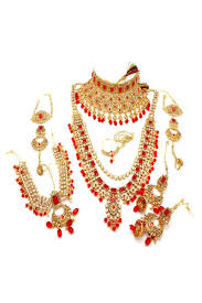 indian bridal jewellery set patwa set red