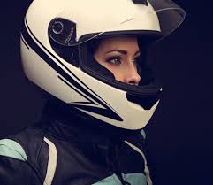 serious makeup profile of rider woman