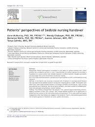 Pdf Patients Perspectives Of Bedside Nursing Handover