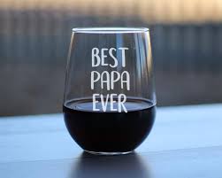 Best Papa Ever Cute Funny Stemless Wine