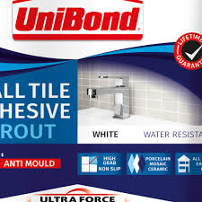 wall tile white adhesive and grout