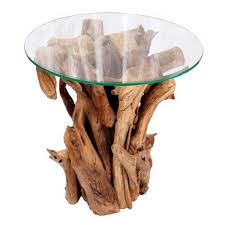 Round Reclaimed Teak Root Wooden Glass