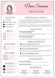 Resume Template For Women Modern Cv Layout With Infographic
