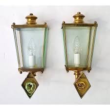 Vintage Brass And Glass Wall Lamps