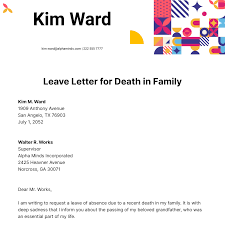leave letter for in family