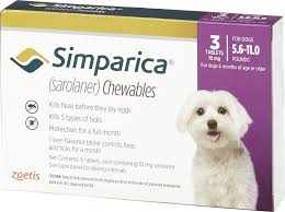 Simparica Chewable Tablets For Dogs 5 6 11 Lbs 3 Treatments Purple Box