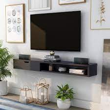 Furniture Of America Eponine 60 In Cappuccino Wood Floating Tv Stand With 1 Drawer Fits Tvs Up To 66 In With Wall Mount Featur