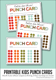 kids printable punch cards