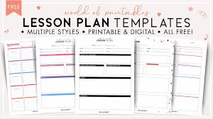 lesson plan templates world of printables