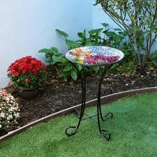 Tall Outdoor Fl Glass Birdbath Bowl