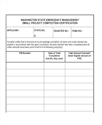 Printable Completion Certificate Template Work Sample