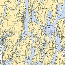 Maine Bath Kennebec River Phippsburg Arrowsic Island Nautical Chart Decor