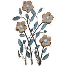 Large Summer Flowers Wall Art In Teal