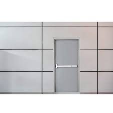 Armor Door 36 In X 80 In Fire Rated Gray Right Hand Flush Steel Prehung Commercial Door And Frame With Panic Bar And Hardware
