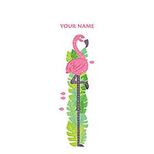 Personalized Flamingo Growth Chart Wall Decal For Nursery Kids Room