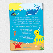 Under The Sea Birthday Party Invitations Boy Or Girl Sea Life Creatures Dolphin Summer Pool Lake Set Of 10 Sold By Ohcreativeone Llc
