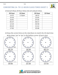 24 Hour Clock Conversion Worksheets