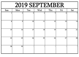 Printable September 2019 Blank Calendar Templates Free