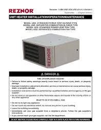 reznor udx power vented gas fired unit