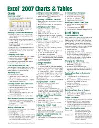 Microsoft Excel 2007 Charts Tables Quick Reference Guide
