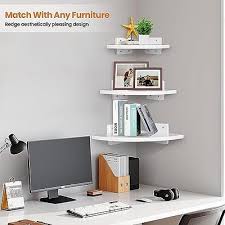 Set Of 3 Wood Corner Floating Shelves