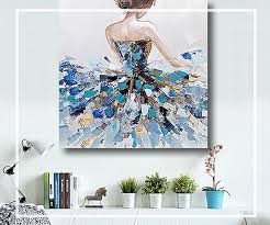 Blue Canvas Painting Wall Decor Home