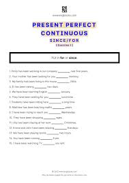 present perfect continuous since and