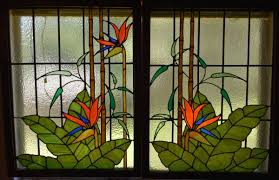 Pair Of Large Stained Glass Panels Each