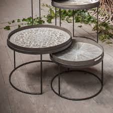 Silver, round, coffee tables : Notre Monde Round Tray Table Set Low