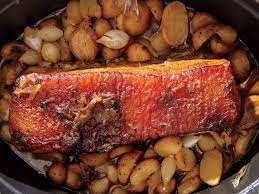 slow cooked pork belly with potatoes