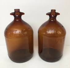 vintage one gallon amber glass bottle