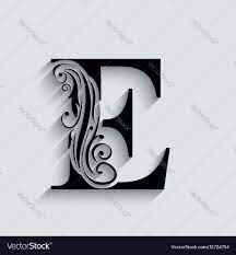 letter e black flower alphabet
