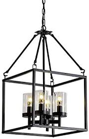Amazon Com Xilicon 4 Lights Foyer Chandelier Black Farmhouse Lantern Light Fixture Dining Room Lighting Fixtures Hanging Ceiling Lighting For Foyer Entryway With Glass Shade Adjustable Chain Home Improvement