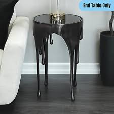 Contemporary Style Glass Top Side Table