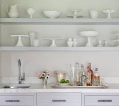 Gray Floating Kitchen Shelves With