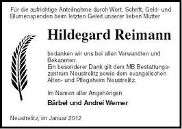 Hildegard Reimann | Nordkurier Anzeigen - 006200670501
