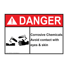 danger sign corrosive chemicals avoid