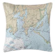 Ct Stonington Ct Nautical Chart Pillow Nautical Chart