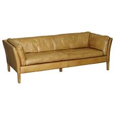 brown leather three seat sofa ebay