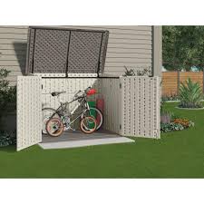 You can use it to store everything that's currently if you're envisioning your storage shed like a simple wooden box with doors, that's entirely ok too because it would actually be a very practical design option. Suncast Stow Away 3 Ft 8 In X 5 Ft 11 In Resin Horizontal Storage Shed Bms4700 The Home Depot Outdoor Bike Storage Outdoor Storage Sheds Diy Storage Shed
