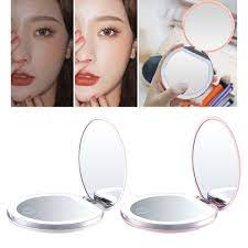 led lighted travel makeup mirror 2x