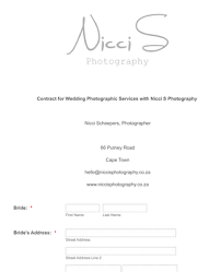 wedding photography contract and