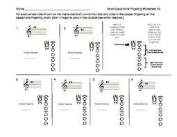 Tenor Saxophone Fingering Worksheet 2 For Band Beginners