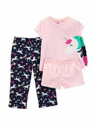 New Carters Girls 3 Piece Pjs Unicorn Mane Rainbow Pajama