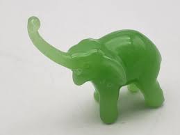 Green Glass Elephant In Collectible