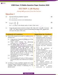 Icse Class 10 Maths Question Paper