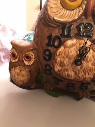 Buy Owl Wall Clock Painted Plaster