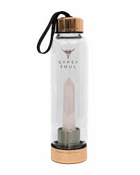 rose quartz crystal chakra water bottle
