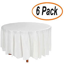 Plastic table covers are the perfect choice for protecting your tables from spills and stains. Amazon Com 12 Pack Premium Plastic Tablecloth 84in Round Table Cover White Home Kitchen