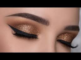 easy copper glitter smokey eye makeup